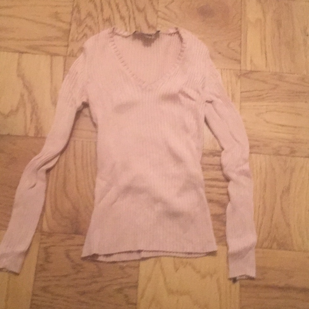 French Connection pink ribbed v-neck sweater!